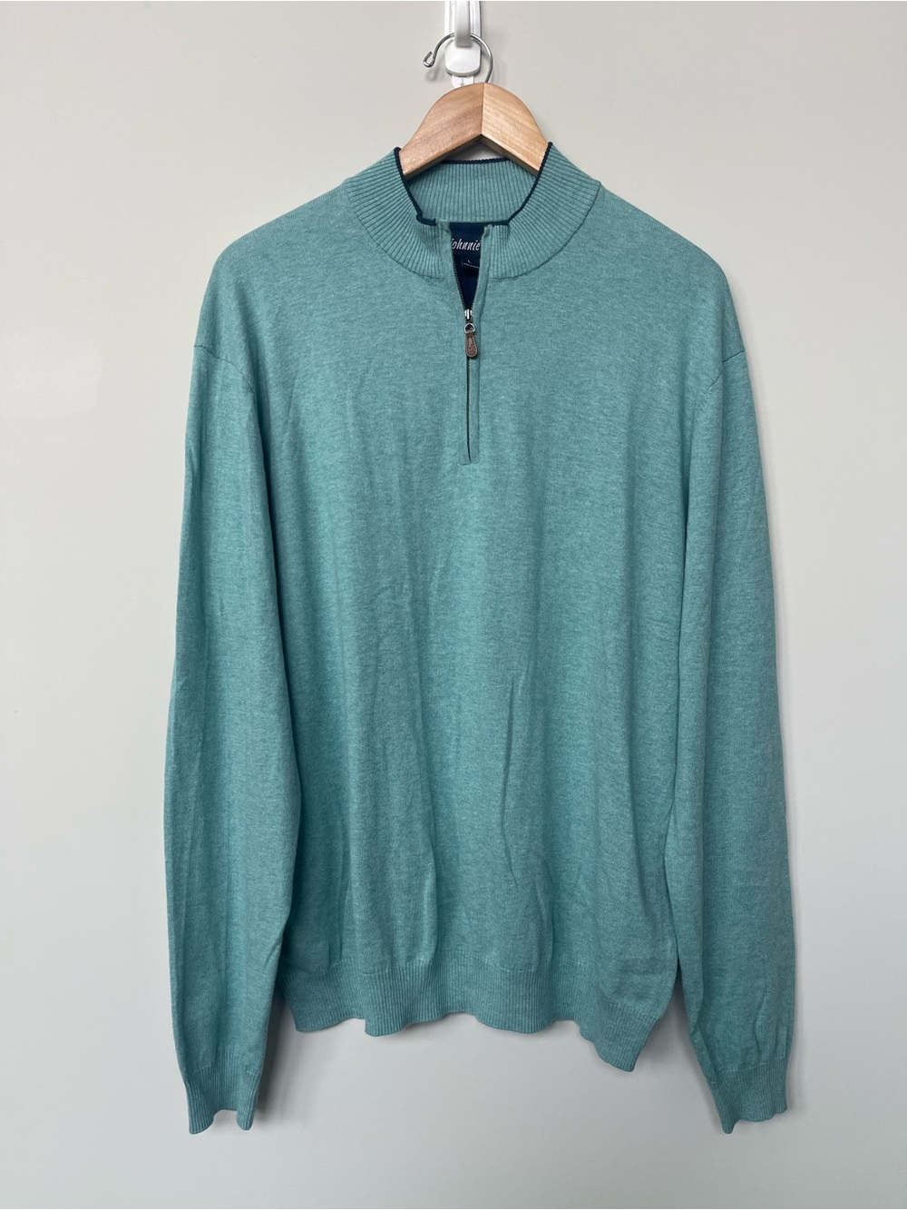 Johnnie-O | Sully Quarter Zip Sweater Cotton Silk Blend Size Large